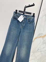 Straight-leg washed jeans