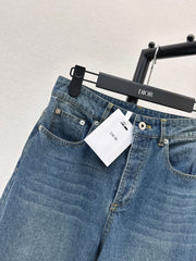 Straight-leg washed jeans
