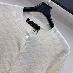 Jacquard Crew-Neck Knit Cardigan