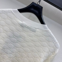 Jacquard Crew-Neck Knit Cardigan