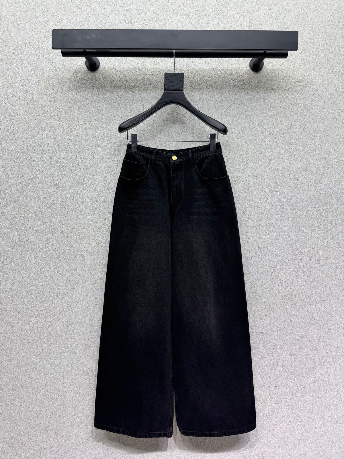 Wide-leg denim trousers