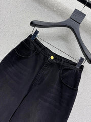 Wide-leg denim trousers