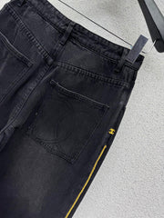 Wide-leg denim trousers