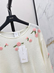 3D Crochet-Detail Knit Sweater
