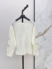 3D Crochet-Detail Knit Sweater