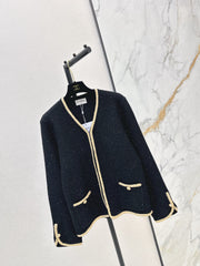 Vintage-Style Gold-Trimmed Cardigan