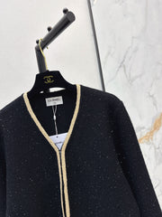 Vintage-Style Gold-Trimmed Cardigan