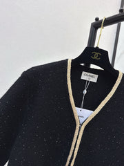 Vintage-Style Gold-Trimmed Cardigan