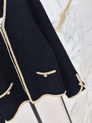 Vintage-Style Gold-Trimmed Cardigan