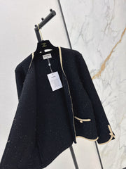 Vintage-Style Gold-Trimmed Cardigan
