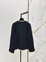 Vintage-Style Gold-Trimmed Cardigan