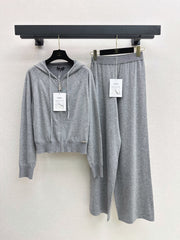 Casual Knitted Hooded Set