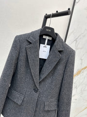 Grey Wool Cropped Blazer