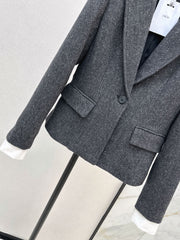 Grey Wool Cropped Blazer