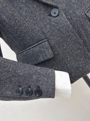 Grey Wool Cropped Blazer