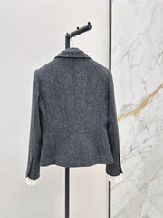 Grey Wool Cropped Blazer