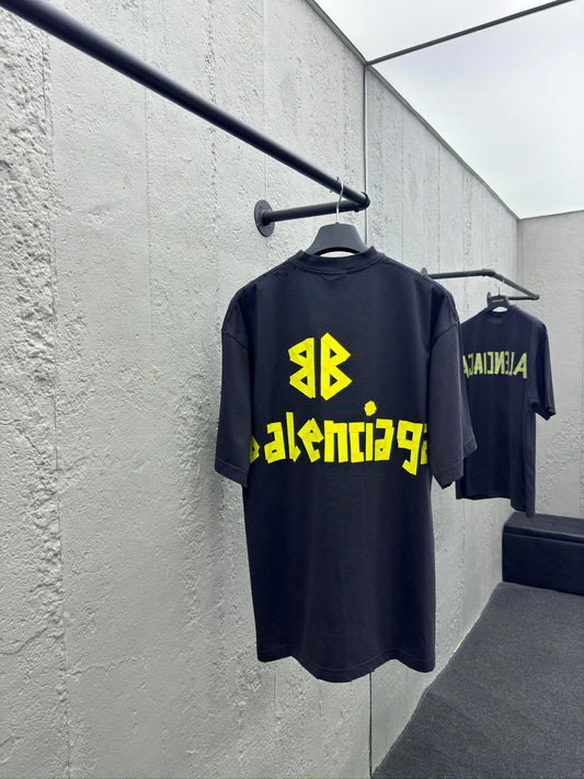 Tape letter short sleeves