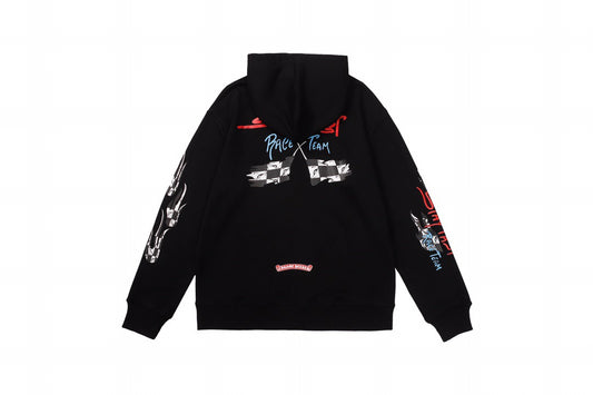 Racing Graffiti Hooded Street Fashion Loose Sweatshirt