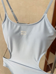 Sky blue one-piece swimsuit