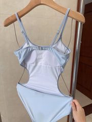 Sky blue one-piece swimsuit