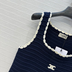 Navy blue crochet vest