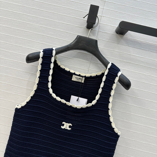 Navy blue crochet vest