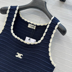 Navy blue crochet vest