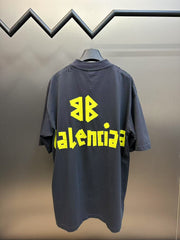 Printed letter fluorescent short sleeves