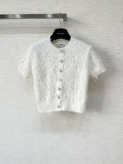 Rhinestone Feather Short Sleeve