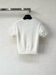 Rhinestone Feather Short Sleeve