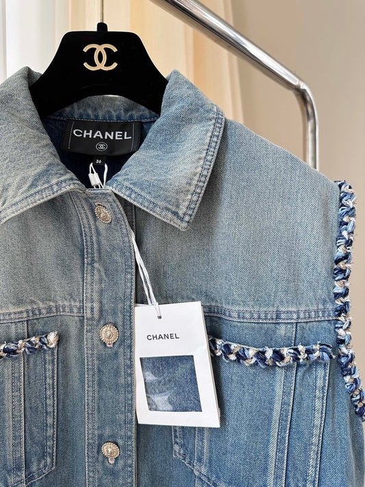 Tweed compilation denim vest