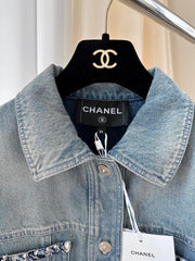 Tweed compilation denim vest