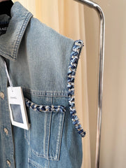 Tweed compilation denim vest