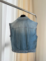 Tweed compilation denim vest