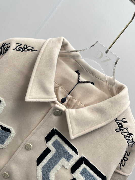 Playful cartoon baseball jacket.