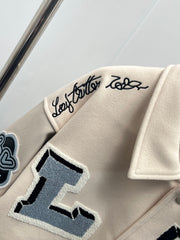 Playful cartoon baseball jacket.