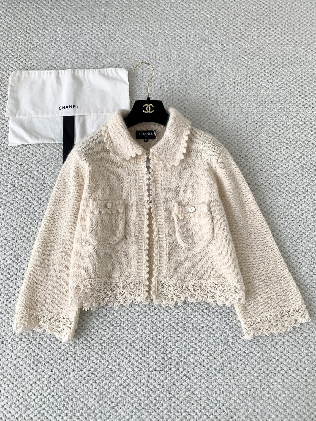 Black floral patchwork lace cardigan