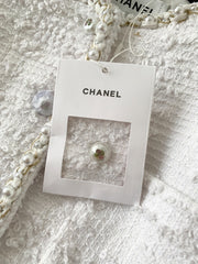 New Tweed Round Neck Pearl Coat