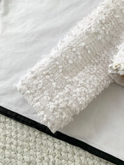 New Tweed Round Neck Pearl Coat