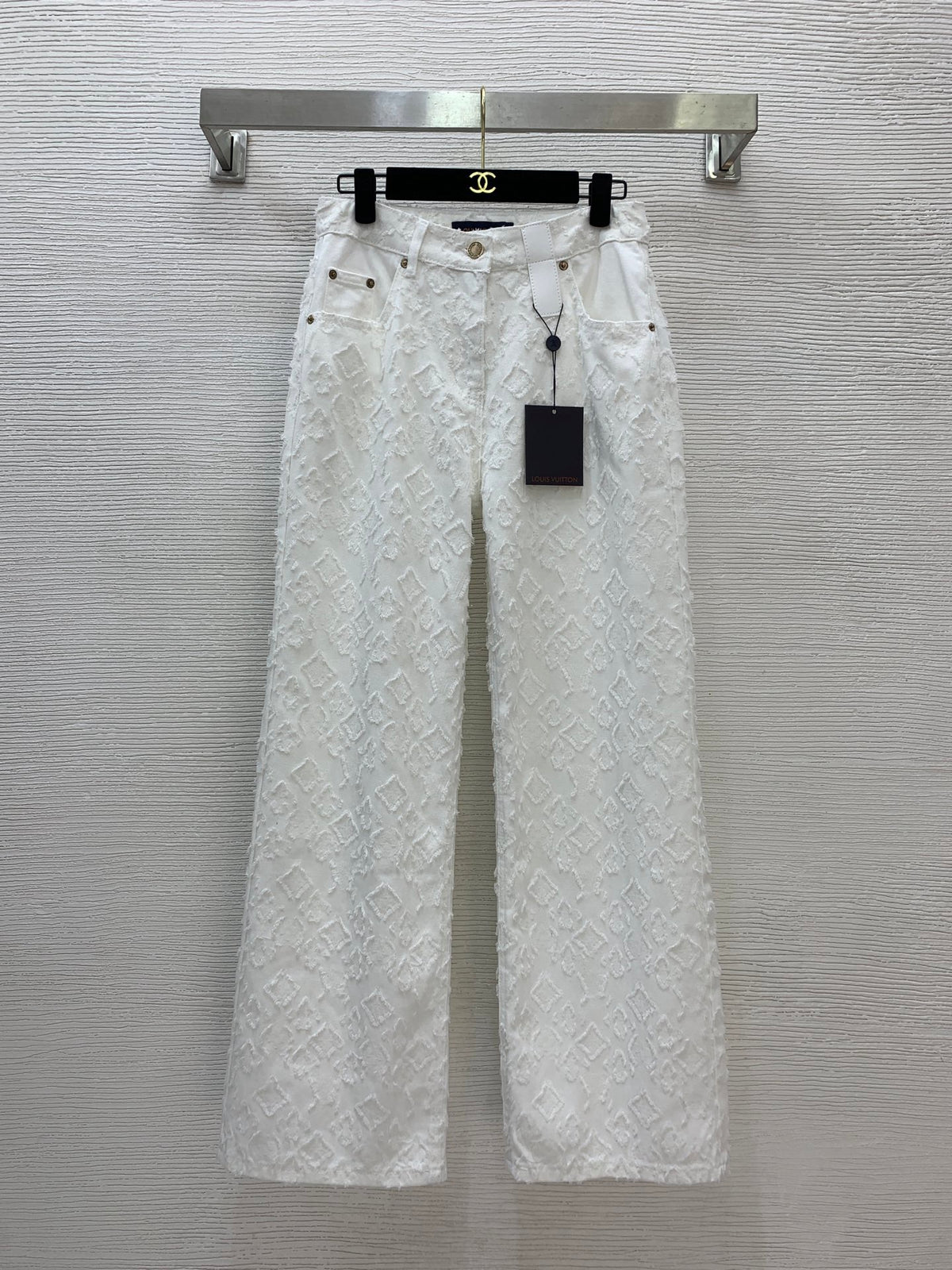 Classic monogram embossed jacquard jeans