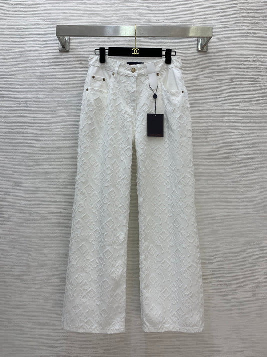 Classic monogram embossed jacquard jeans