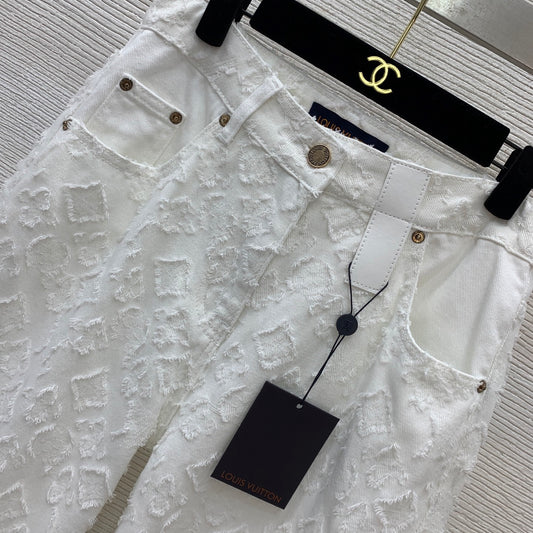 Classic monogram embossed jacquard jeans