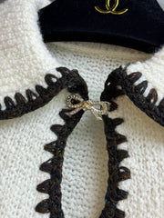 White knit short-sleeved top