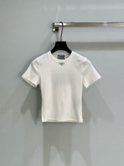 Lightweight and slimming round neck short-sleeved knitwear