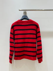 Monogram lettering crew neck knit cardigan