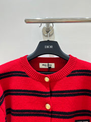 Monogram lettering crew neck knit cardigan