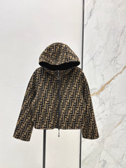 Reversible zip-up hooded jacket