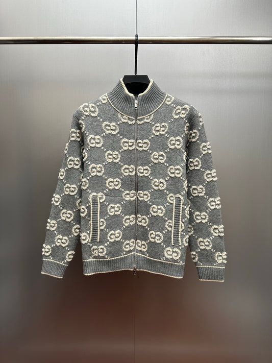 Stand Collar Zip-Up Cardigan