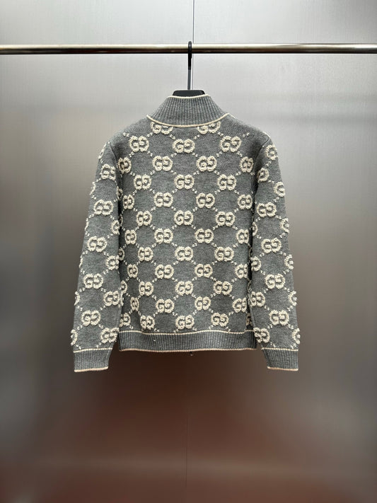 Stand Collar Zip-Up Cardigan