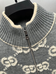 Stand Collar Zip-Up Cardigan